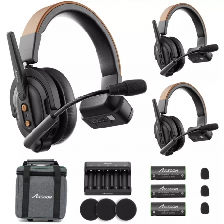 Accsoon Kit d'intercom CoMo SE comprenant 1 casque hôte et 2 casques distants